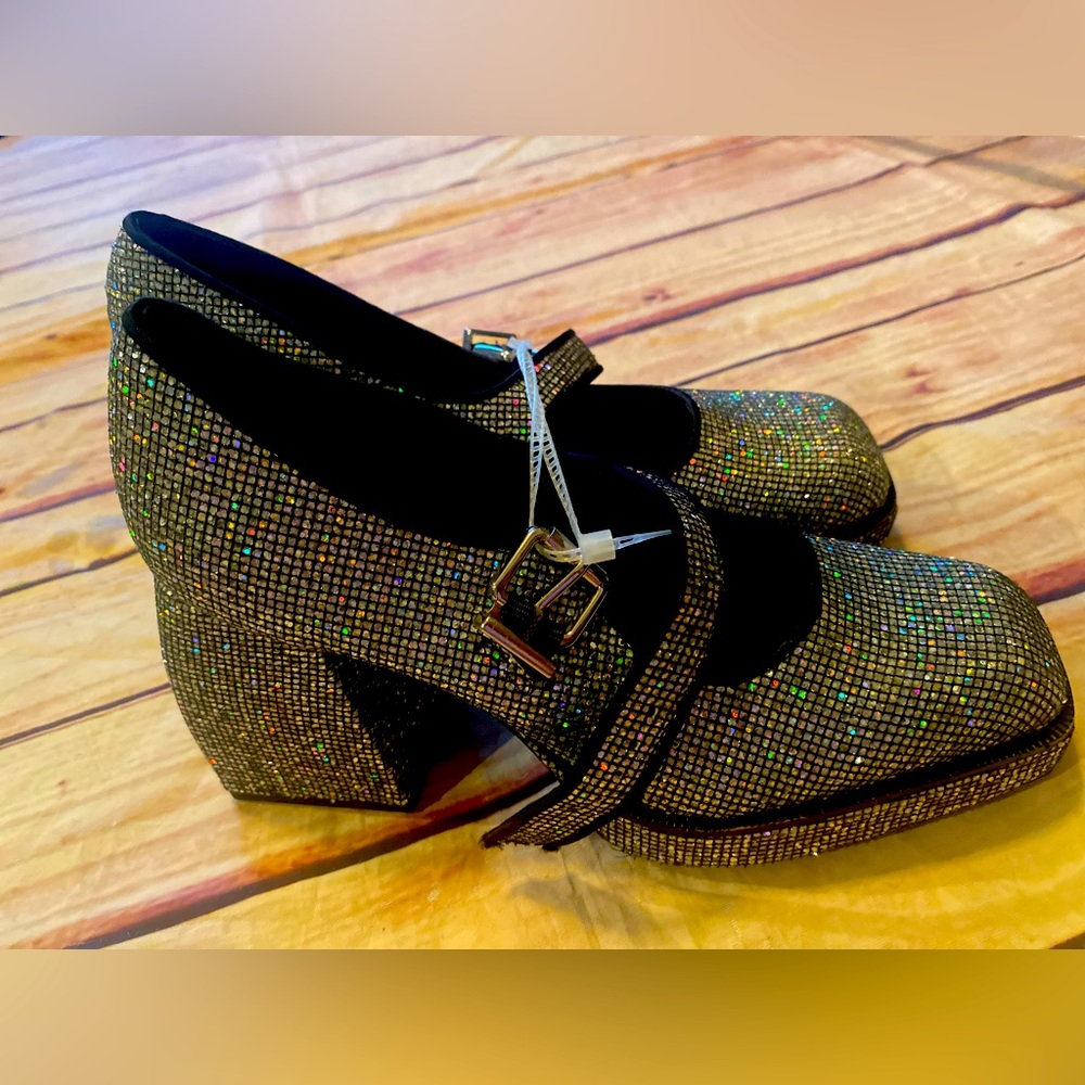 Gianni Bini Black Glitter Platform Shoes